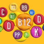 A multivitamin egészségjavító és tesztoszteronnövelő hatása Sárga háttéren színes buborékok vitaminok betűivel.